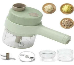 4-in-1 Handheld Electric Vegetable Cutter & Garlic Slicer | Cordless Food Chopper with Filling Hole