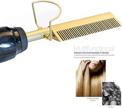 2-in-1 Electric Ceramic Hot Comb Straightener | Fast Heating Anti-Scald Styling Brush for All Hair Types