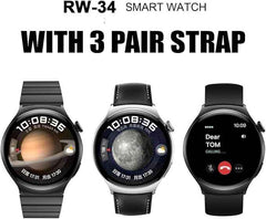 RW-34 Watch with 3 Interchangeable Straps – Stylish Multi-Strap Wristwatch Set