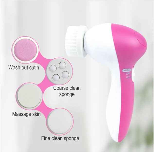 6-in-1 Electric Face Cleansing Brush & Exfoliating Facial Spa Massager Set