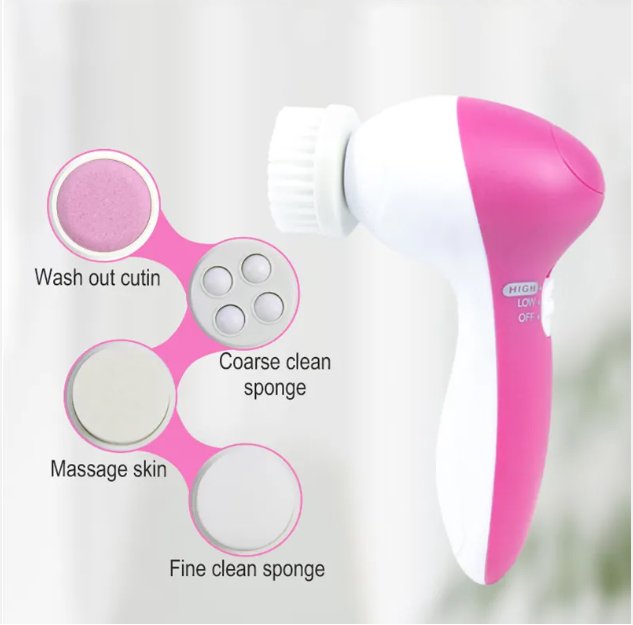 6-in-1 Electric Face Cleansing Brush & Exfoliating Facial Spa Massager Set