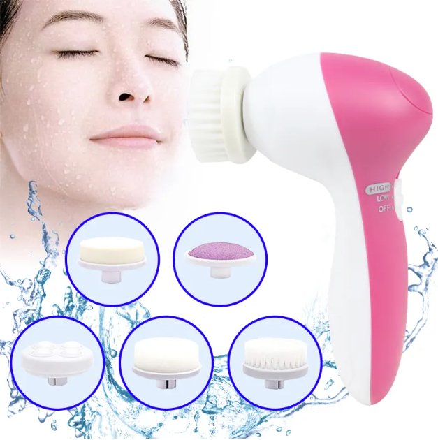 6-in-1 Electric Face Cleansing Brush & Exfoliating Facial Spa Massager Set