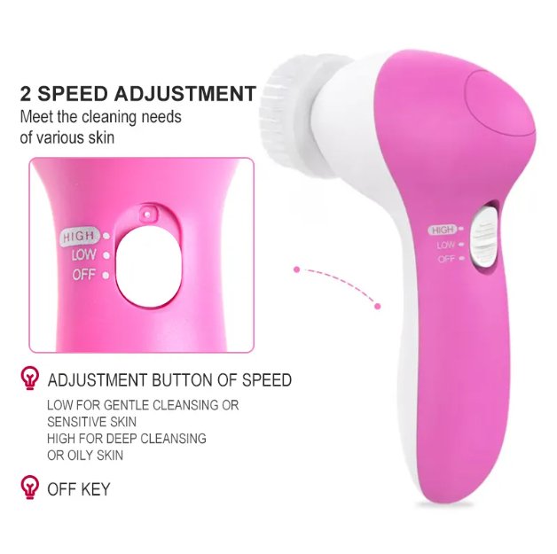 6-in-1 Electric Face Cleansing Brush & Exfoliating Facial Spa Massager Set