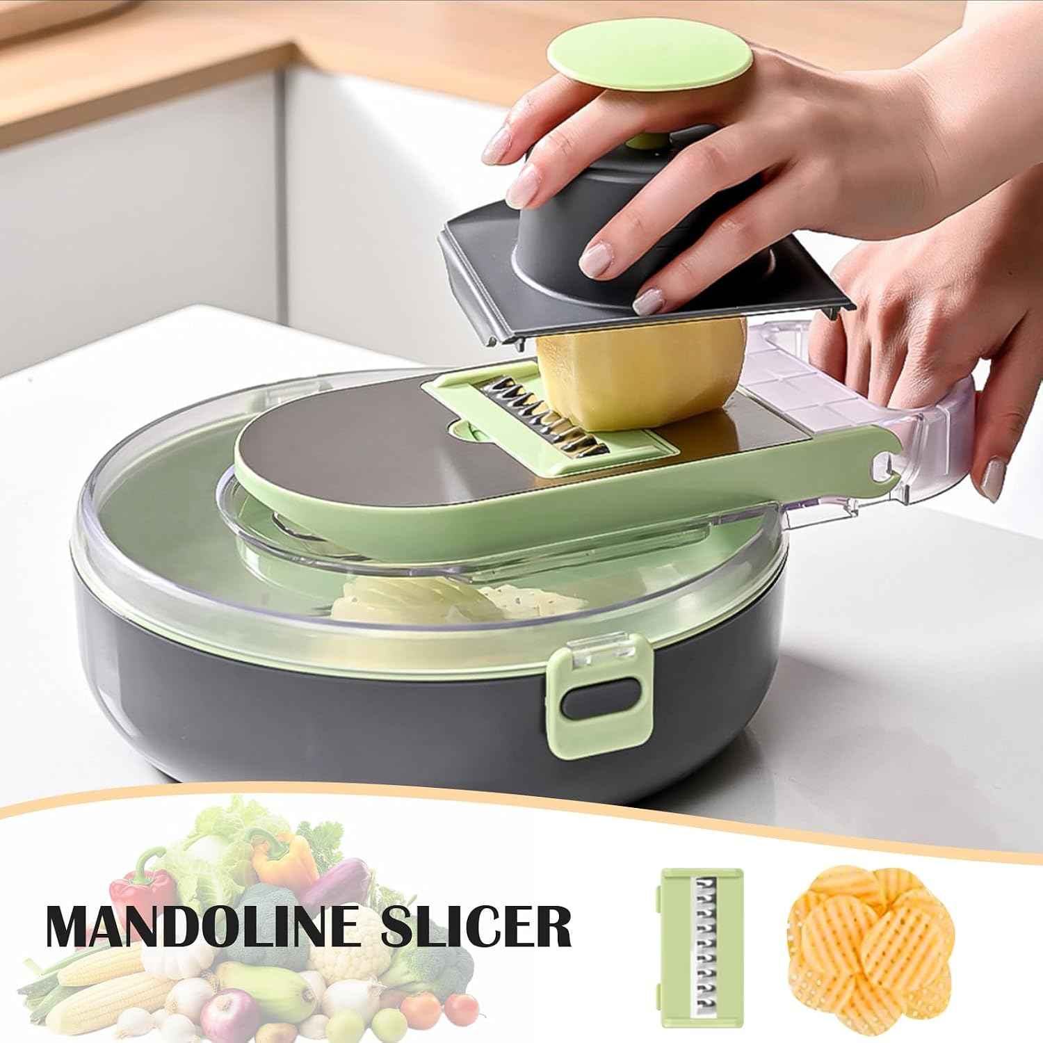 13-in-1 Vegetable Chopper & Mandoline Slicer Set | Multifunctional Onion Dicer with Drain Basket