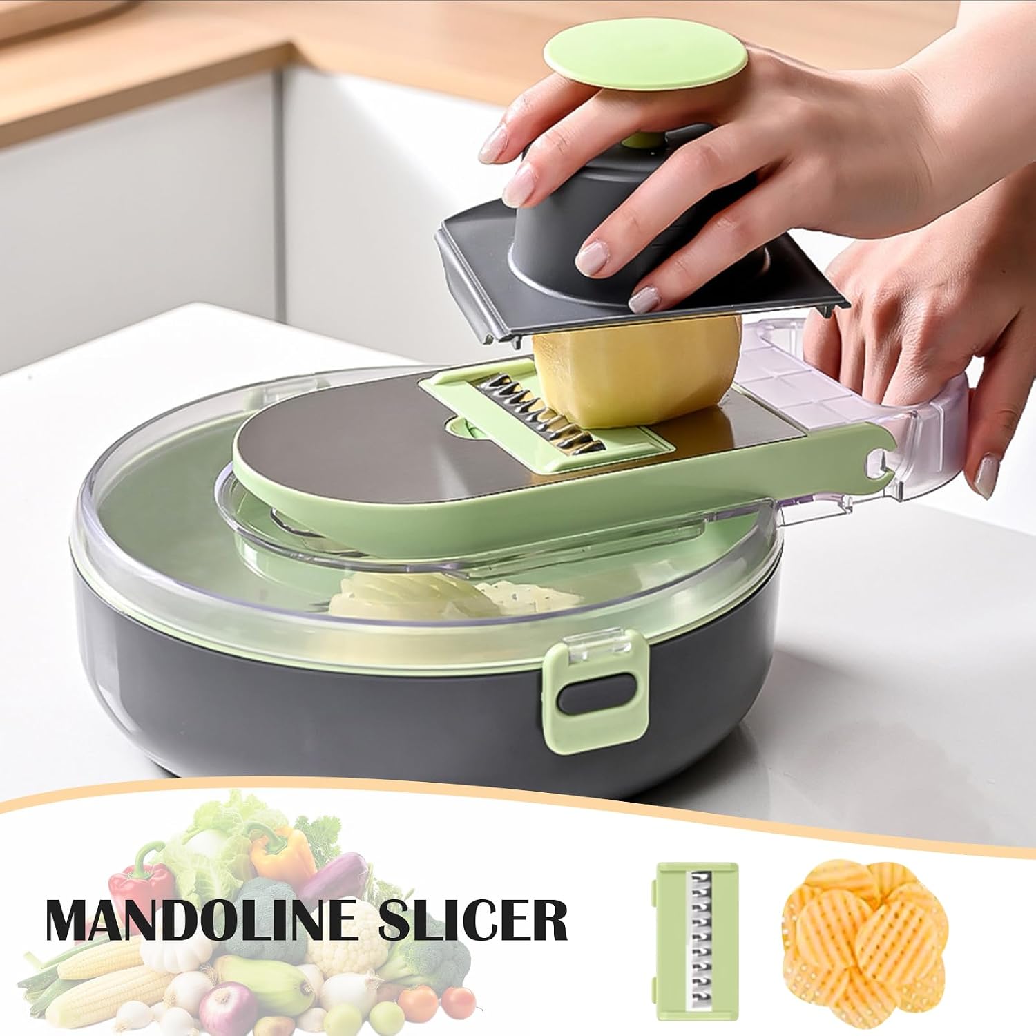 13-in-1 Vegetable Chopper & Mandoline Slicer Set | Multifunctional Onion Dicer with Drain Basket