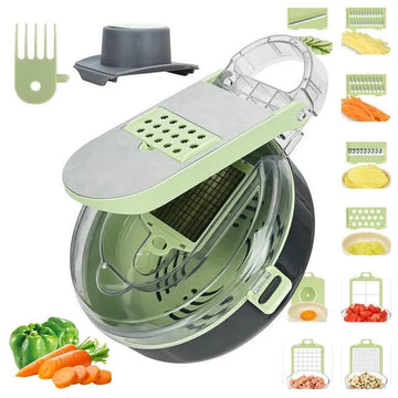 13-in-1 Vegetable Chopper & Mandoline Slicer Set | Multifunctional Onion Dicer with Drain Basket