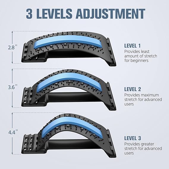 Adjustable Back Stretcher & Spine Cracker | Multi-Level Magnetic Lumbar Support for Lower Back Pain Relief