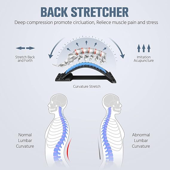 Adjustable Back Stretcher & Spine Cracker | Multi-Level Magnetic Lumbar Support for Lower Back Pain Relief