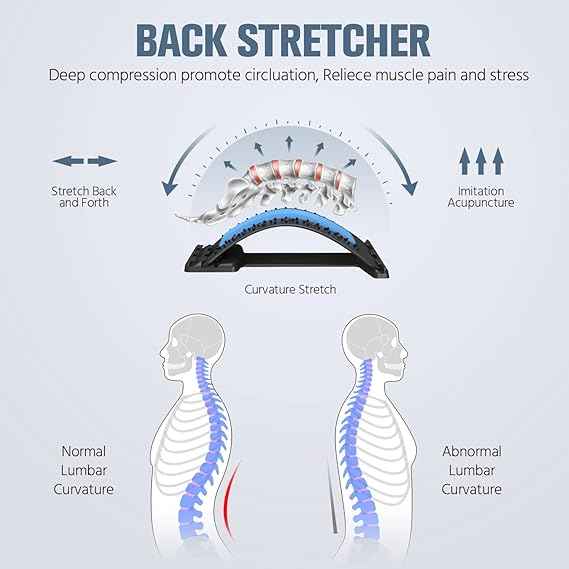 Adjustable Back Stretcher & Spine Cracker | Multi-Level Magnetic Lumbar Support for Lower Back Pain Relief