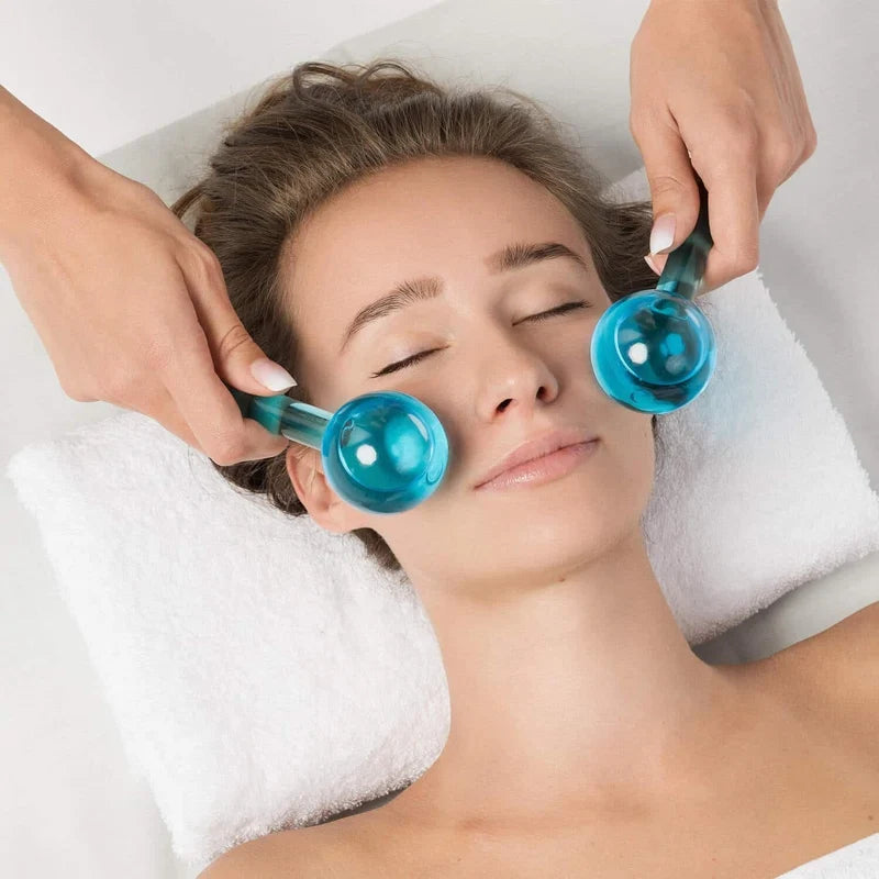 Cooling Facial Ice Globes Set (2 Pcs) | Cryo Face & Eye Massage Balls for Depuffing & Tightening