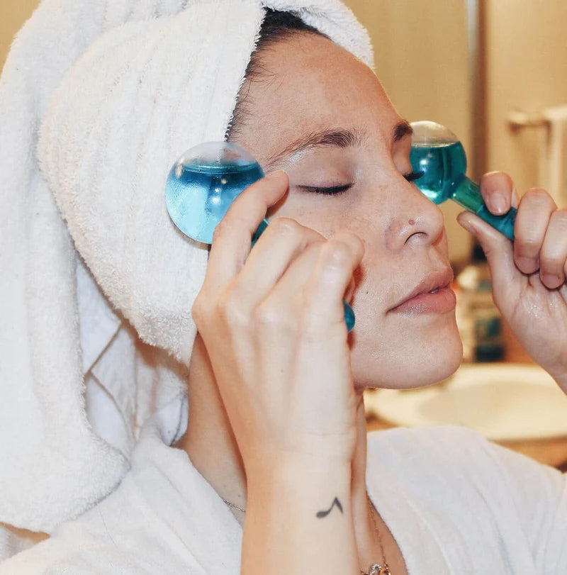 Cooling Facial Ice Globes Set (2 Pcs) | Cryo Face & Eye Massage Balls for Depuffing & Tightening