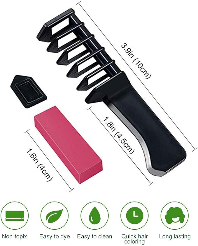 10-Piece Colorful Hair Dye Comb Set | Temporary Washable Chalk for Kids & Cosplay