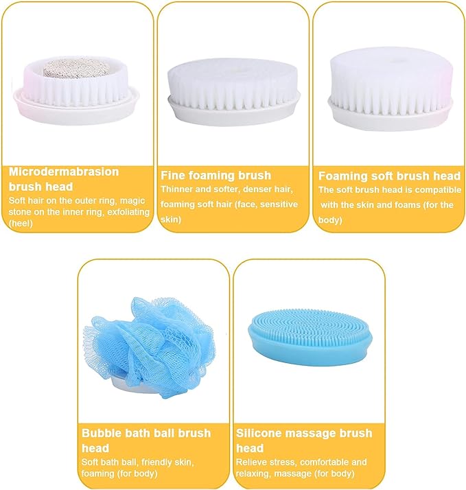 Brrnoo 360° Electric Body Bath Brush & Back Scrubber | 5-in-1 IPX7 Waterproof Shower Massager