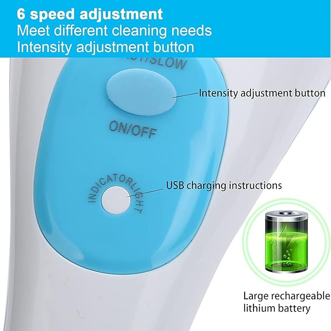 Brrnoo 360° Electric Body Bath Brush & Back Scrubber | 5-in-1 IPX7 Waterproof Shower Massager