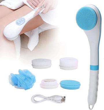 Brrnoo 360° Electric Body Bath Brush & Back Scrubber | 5-in-1 IPX7 Waterproof Shower Massager