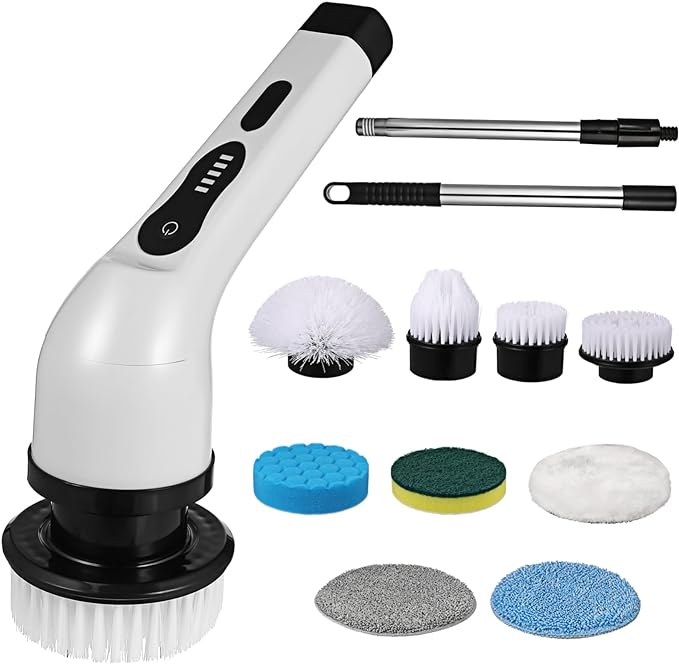 Electric Spin Scrubber Power Cleaning Brush | Extendable Cordless Bathroom & Kitchen Scrubber