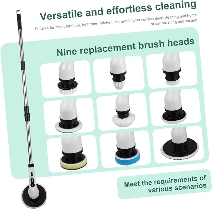 Electric Spin Scrubber Power Cleaning Brush | Extendable Cordless Bathroom & Kitchen Scrubber