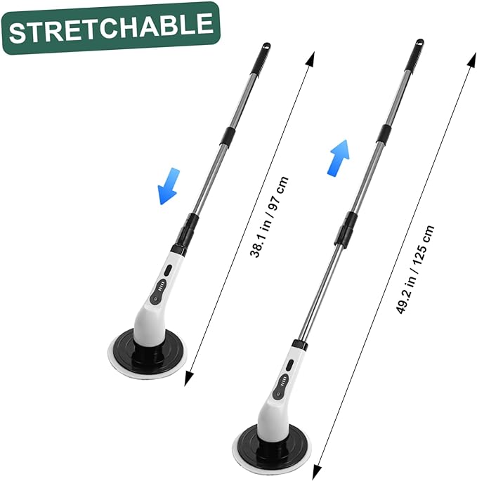 Electric Spin Scrubber Power Cleaning Brush | Extendable Cordless Bathroom & Kitchen Scrubber