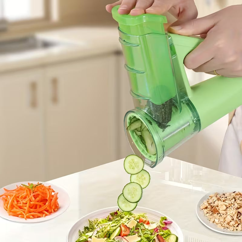 Electric Handheld Drum Vegetable Slicer & Salad Maker | Cordless Potato & French Fry Cutter
