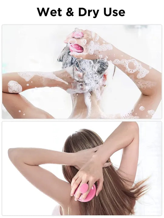 Ergonomic Silicone Shampoo Brush & Scalp Massager | Soft Bristle Cleansing Scrubber