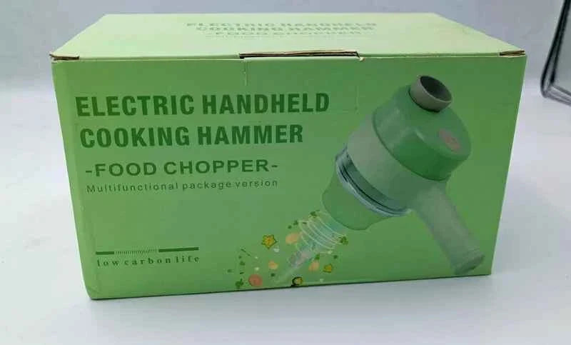 4-in-1 Handheld Electric Vegetable Cutter & Garlic Slicer | Cordless Food Chopper with Filling Hole