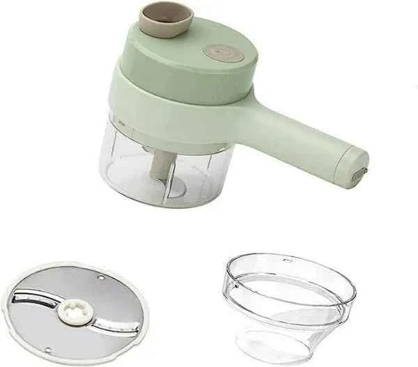 4-in-1 Handheld Electric Vegetable Cutter & Garlic Slicer | Cordless Food Chopper with Filling Hole