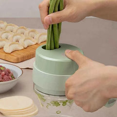 4-in-1 Handheld Electric Vegetable Cutter & Garlic Slicer | Cordless Food Chopper with Filling Hole