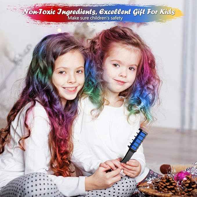 HairChalk Instant Hair Color Comb Set (Pack of 6) | Washable Temporary Dye for Kids & Adults