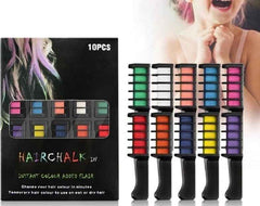 10-Piece Colorful Hair Dye Comb Set | Temporary Washable Chalk for Kids & Cosplay