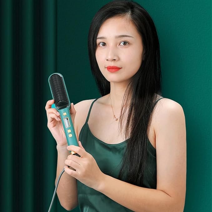 Fast Heating Hair Straightener Comb | Anti-Frizz Electric Hot Styling Brush for Curly Hair