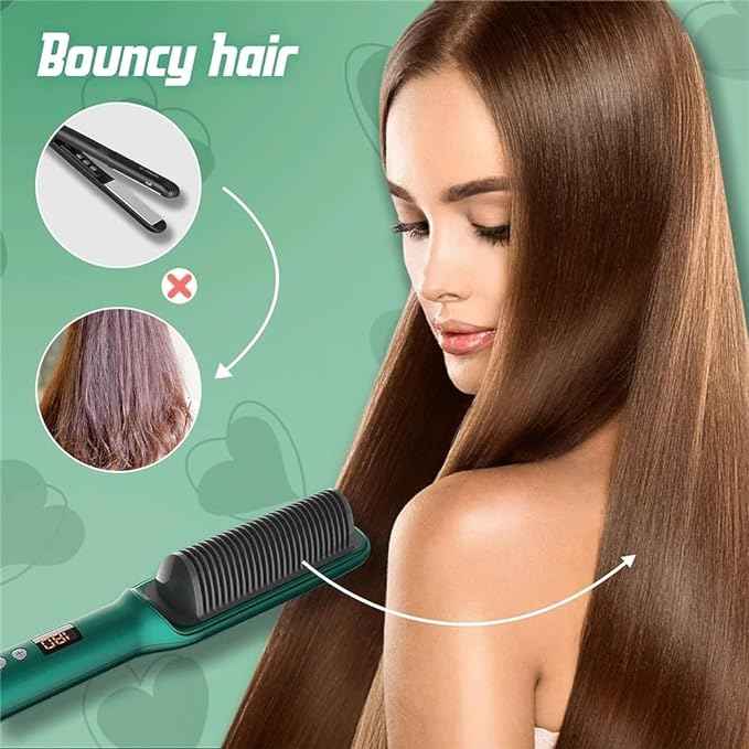 Fast Heating Hair Straightener Comb | Anti-Frizz Electric Hot Styling Brush for Curly Hair