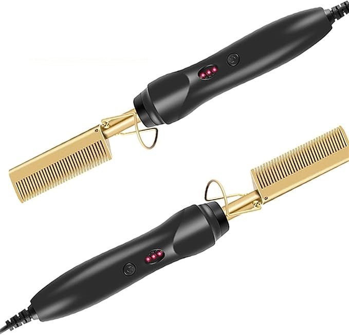 2-in-1 Electric Ceramic Hot Comb Straightener | Fast Heating Anti-Scald Styling Brush for All Hair Types