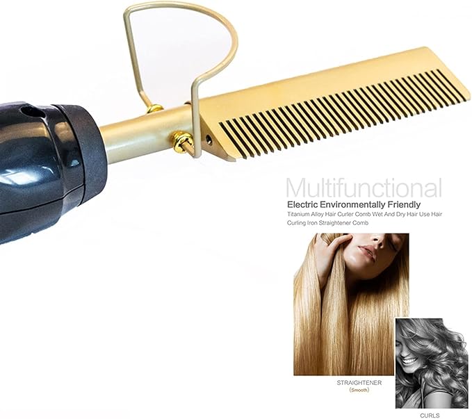 2-in-1 Electric Ceramic Hot Comb Straightener | Fast Heating Anti-Scald Styling Brush for All Hair Types
