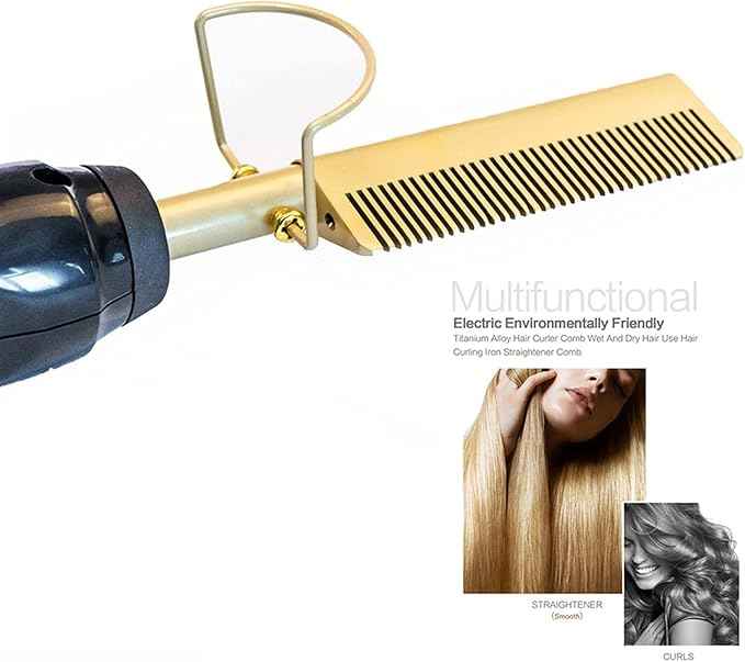 2-in-1 Electric Ceramic Hot Comb Straightener | Fast Heating Anti-Scald Styling Brush for All Hair Types