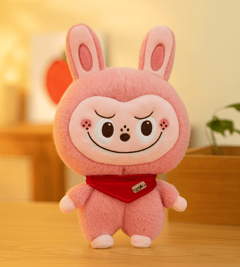 Cute Bunny Plush Toy Doll Labubu  with Scarf | Soft Smiling Stuffed Animal for Kids & Collectors
