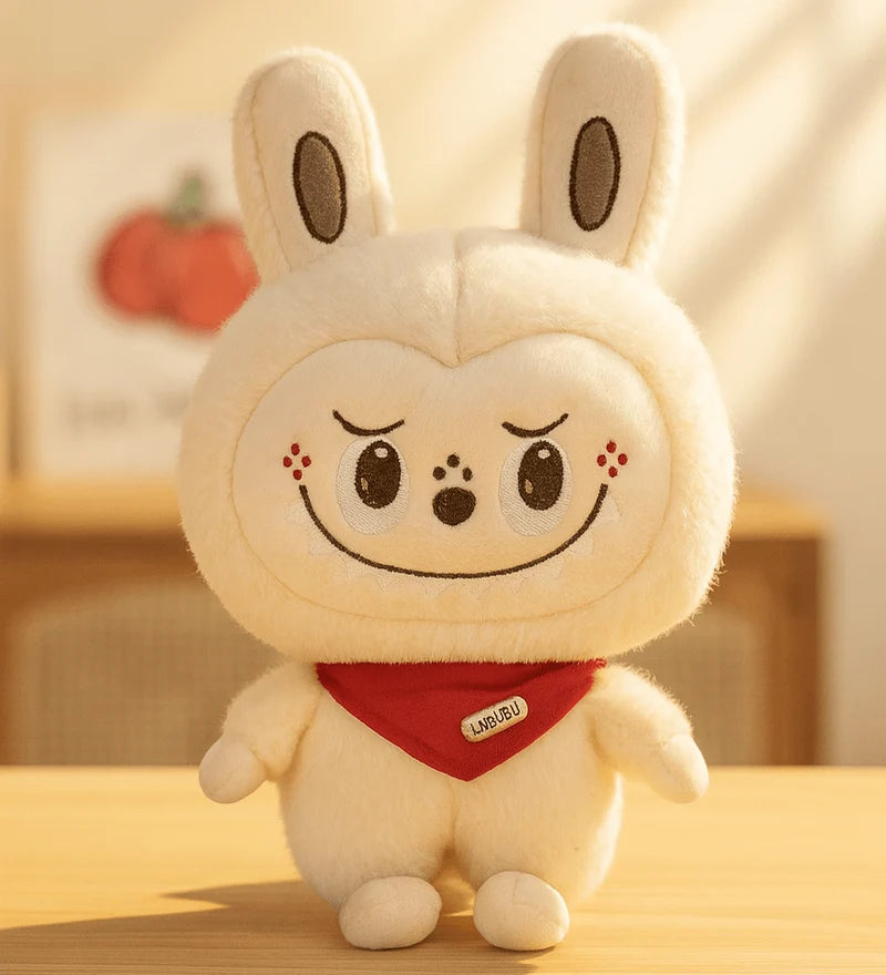 Cute Bunny Plush Toy Doll Labubu  with Scarf | Soft Smiling Stuffed Animal for Kids & Collectors