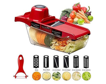 10-in-1 Multi-functional Vegetable Slicer & Shredder | Mandoline Cutter with 6 Blades & Hand Guard