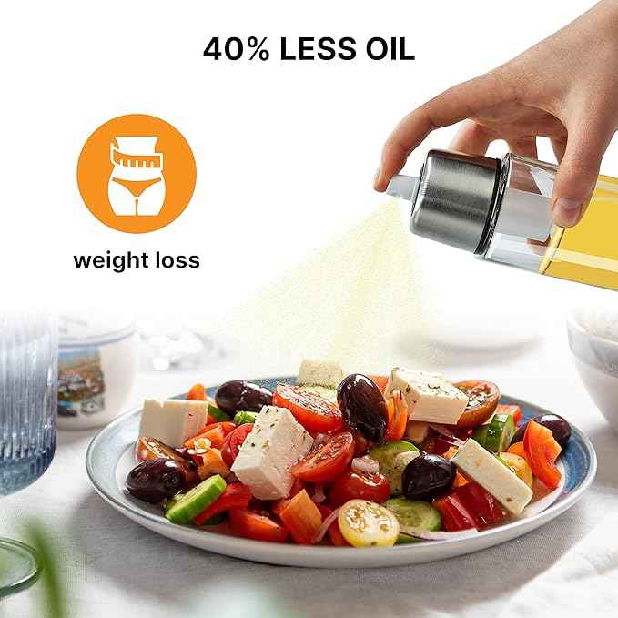 170ml Premium Glass Oil Sprayer & Dispenser Bottle for Healthy Cooking | Precision Oil Mister