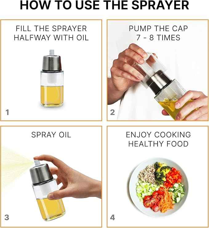 170ml Premium Glass Oil Sprayer & Dispenser Bottle for Healthy Cooking | Precision Oil Mister