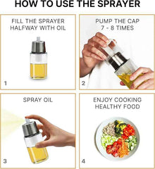 170ml Premium Glass Oil Sprayer & Dispenser Bottle for Healthy Cooking | Precision Oil Mister
