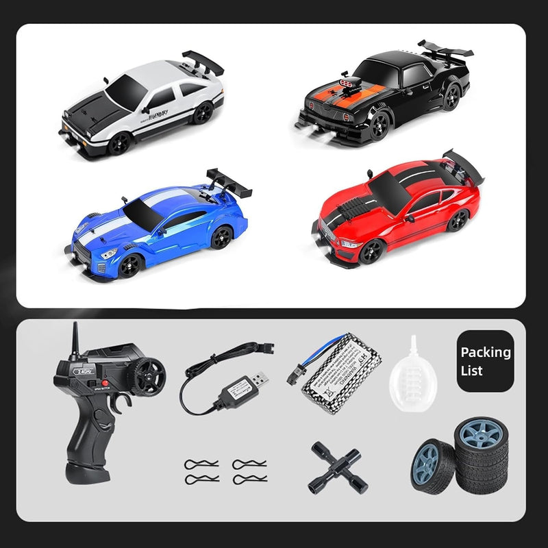 4WD High-Speed Remote Control Drift Car with LED Headlights (1/24 Scale)