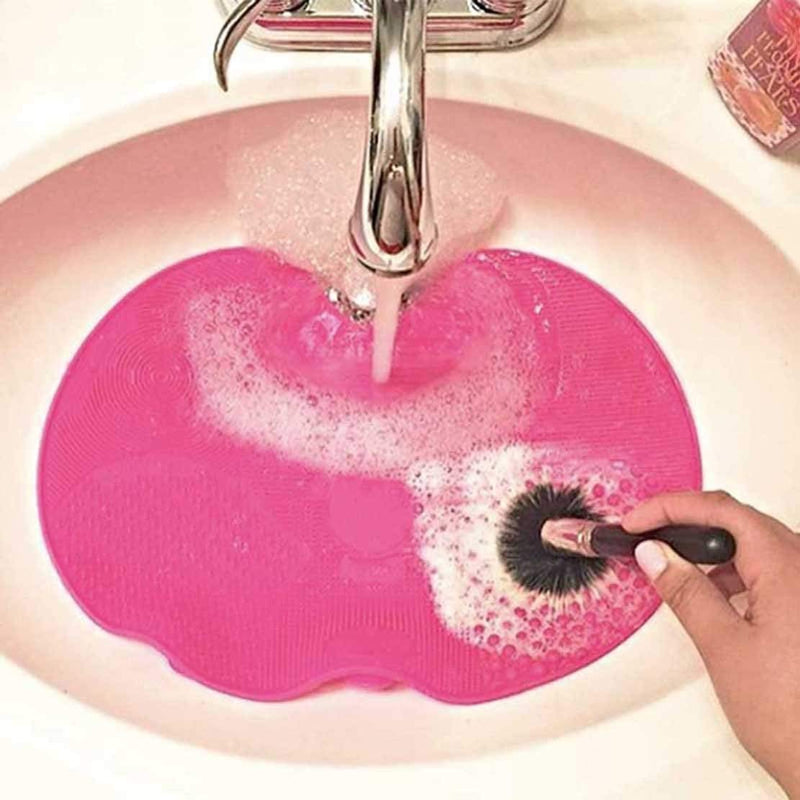 Silicone Makeup Brush Cleaning Mat with Suction Cups | 7-Texture Cosmetic Scrubber Pad