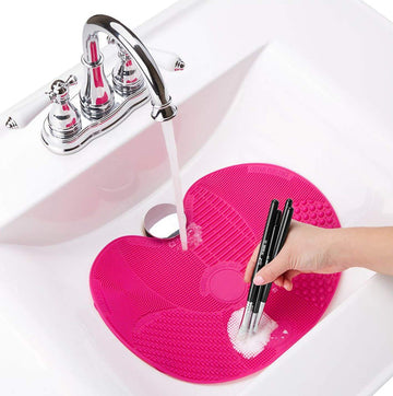 Silicone Makeup Brush Cleaning Mat with Suction Cups | 7-Texture Cosmetic Scrubber Pad