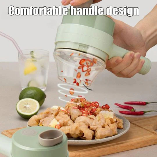 4-in-1 Handheld Electric Vegetable Slicer & Garlic Chopper | Wireless USB Food Processor