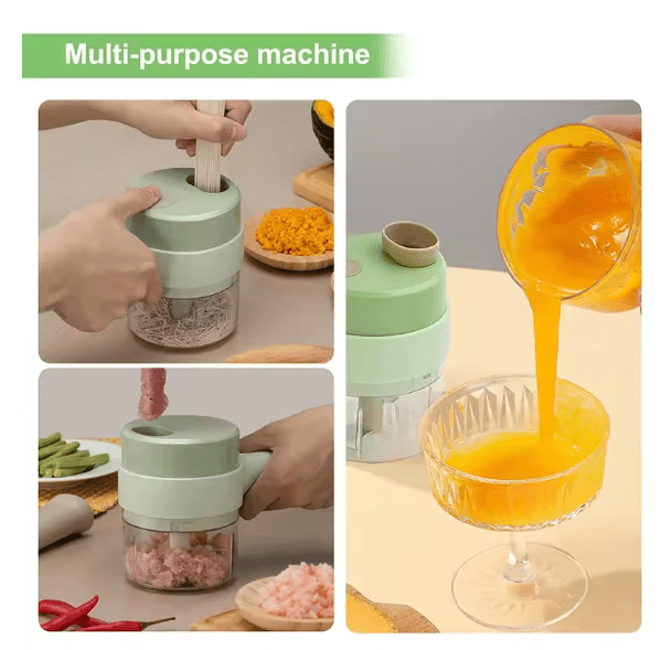 4-in-1 Handheld Electric Vegetable Slicer & Garlic Chopper | Wireless USB Food Processor