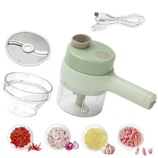 4-in-1 Handheld Electric Vegetable Slicer & Garlic Chopper | Wireless USB Food Processor